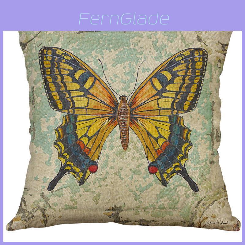 Elegant 18" Butterfly Bees Cotton Linen Pillow Case For Stylish Home Decor