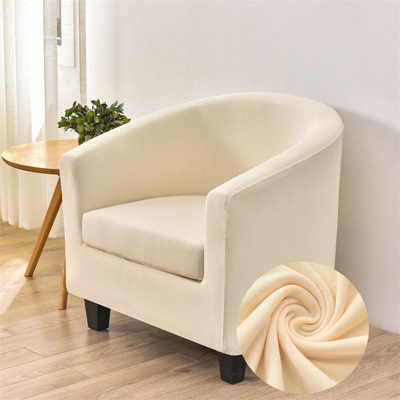 Solid Color Tub Chair Cover Stretch Armchair Cover Club Sofa Slipcover Armchair Covers With Cushion Cover For Living Room Home