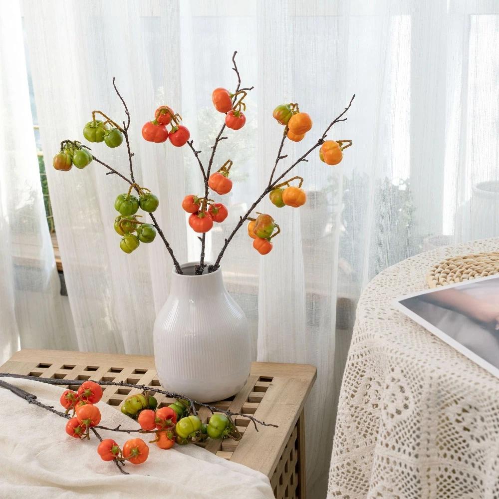 Realistic Artificial Pumpkin Branches Foam Elegant Simulation Pumpkin Handmade Flower Arrangement Fake Plants Table Centerpiece