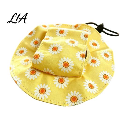 Adjustable Pet Headwear Cat Beach Hat, Summer Cap with Ear Holes, Hat for Outdoor Activities Sun Small Dogs Cats Protection