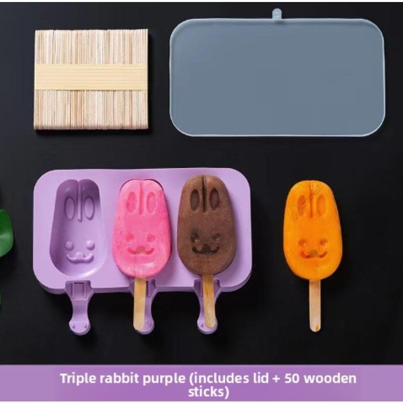 Food Grade Silicone Ice Cream Ice Cream Mold with Lid Ice Box DIY Homemade Creative Stick Popsicle