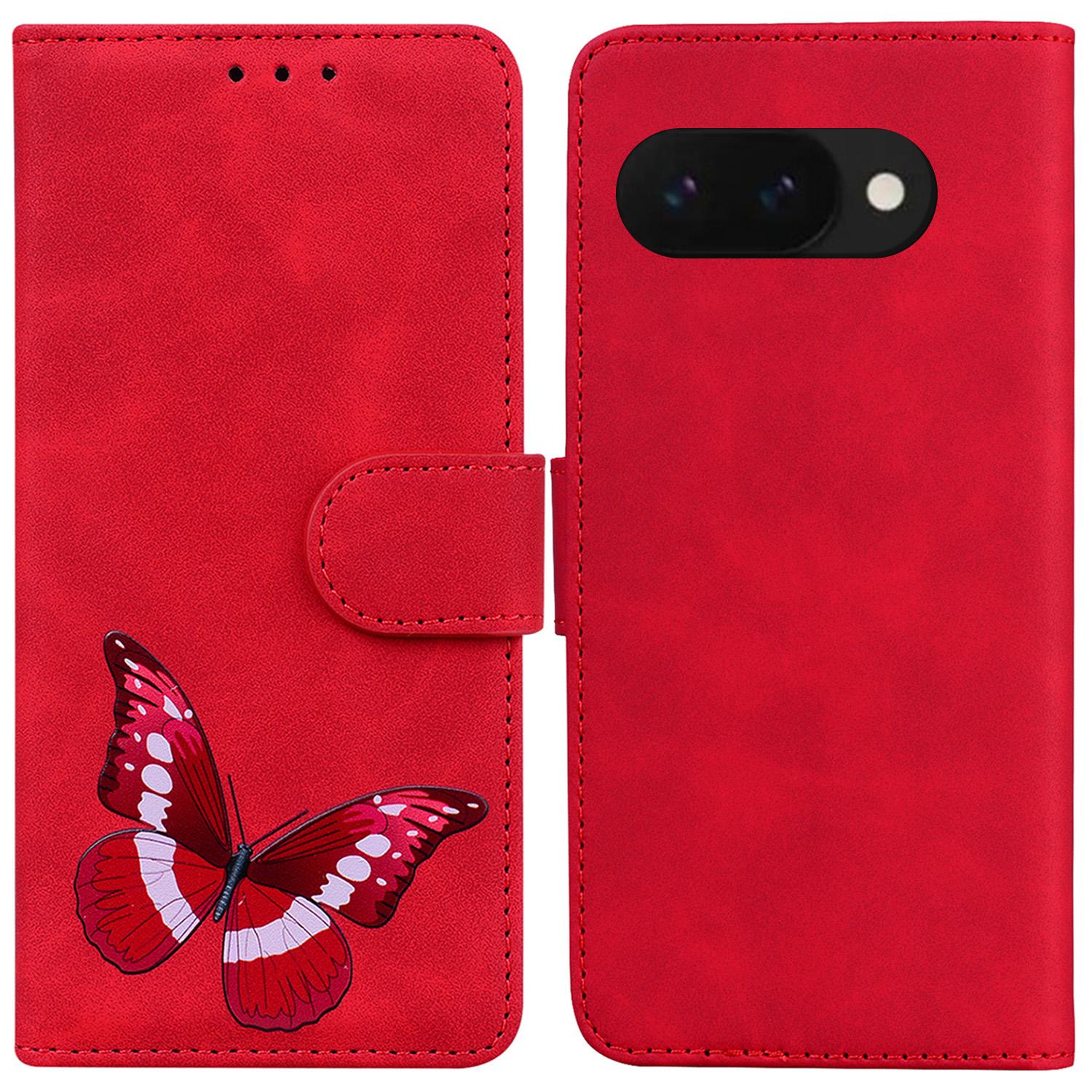 

For Google Pixel 9a Stand Case PU Leather Phone Cover Butterfly Printed D