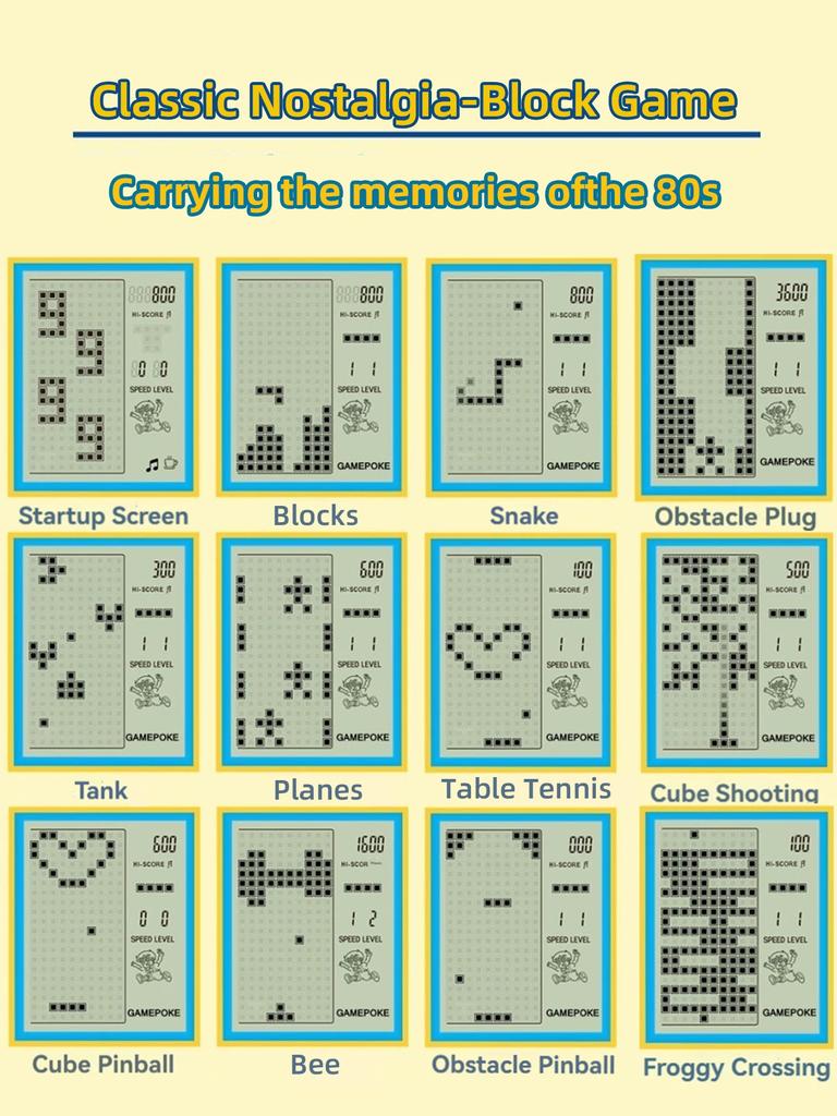 Classic Retro Handheld Game Players for Tetris Console Large Screen Children's Nostalgic Pocket Game Machine Kids Puzzle Toys