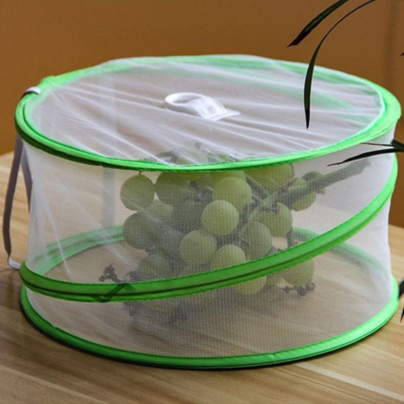 Serving Plate Net Covers Set of 3, Round Dish Tents with Spring Frame for Fruit Bowls, Side Dishes, Group Meals and Guest Tables during Service