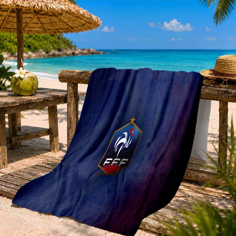 France Football Emblem Beach Towel Microfiber Beach Towel, Lightweight and Quick-Dry, for Summer Travel, Swimming Pool Fan Birthday Gift