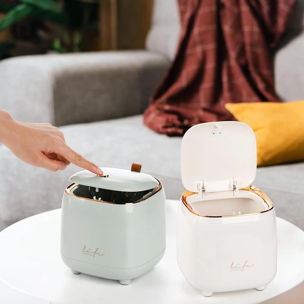 Large Opening Desktop Trash Can Double-layer Design Mini Waste Bin  Coffee Table