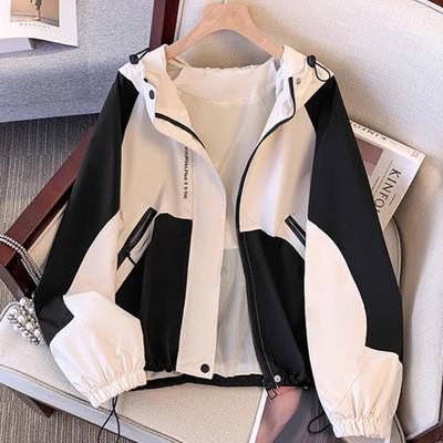 Cortavientos con Capucha de Bloques de Color para Niñas - Chaqueta Informal Estilo Coreano para Primavera y Otoño 2025, Tallas Mediana y Grande.