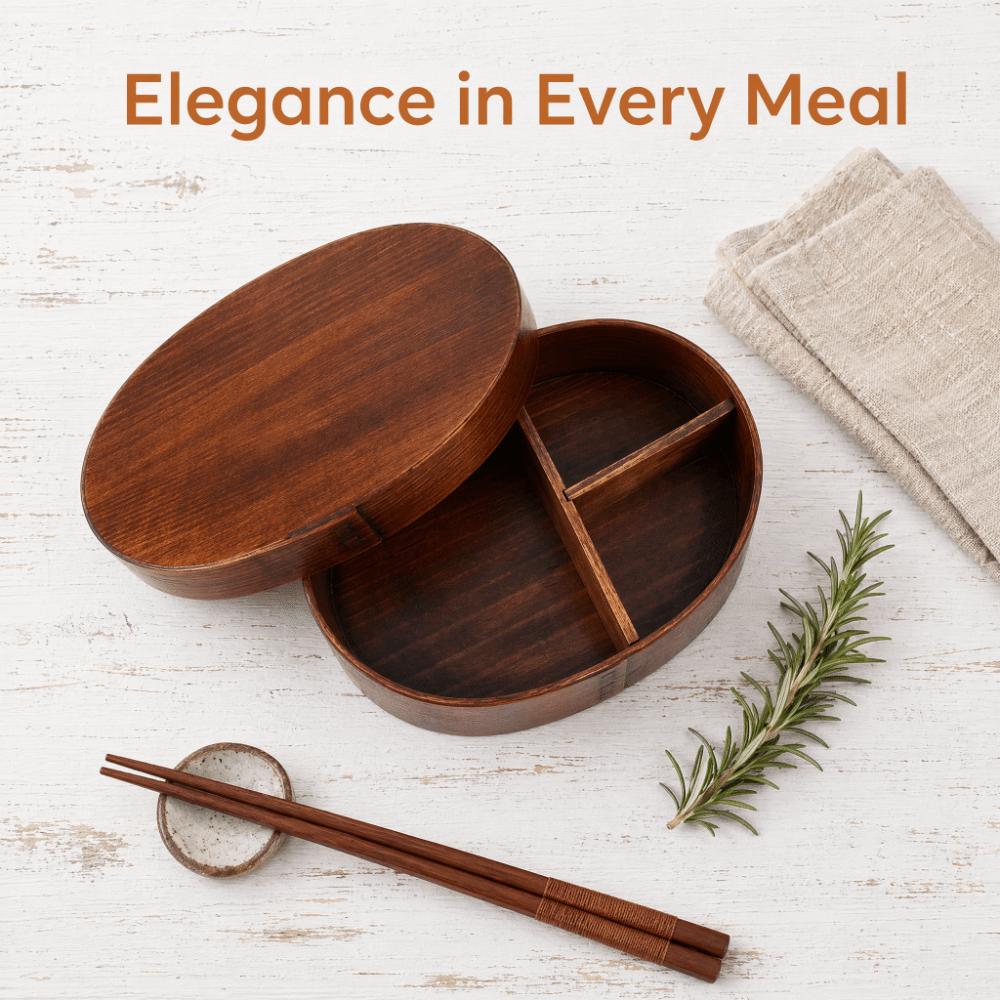 Forma Ovale Scatola Bento in Legno Superficie Liscia Contenitore per Pranzo Scatola Bento Stile Giapponese Ordinamento del Cibo