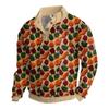 Herre Jul Bomull Genser Langermet Utendørsskjorte Vintage Kordfløyel Knapper Ståkrage Skjorte Casual Genser Juleprint Topp