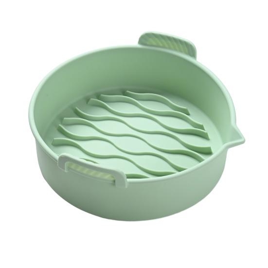 

Air Fryer Silicone Baking Pan Reusable Non Stick Silicone Liner for Meats Vegetables Desserts Easy Cleanup Air Fryer Accessories Small зелений