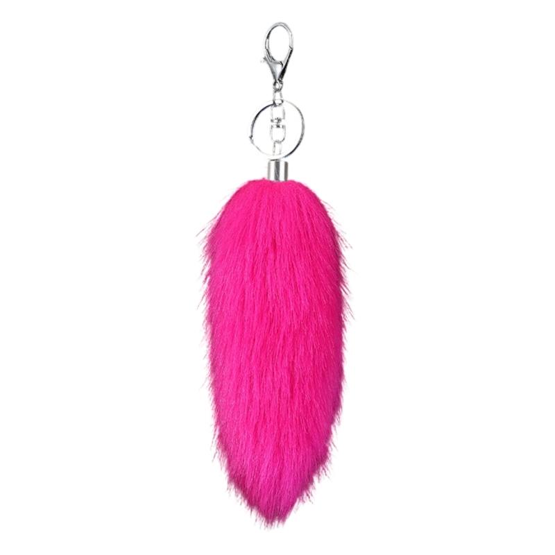

Stylish Artificial Animal Tail Keychain Soft Plush Key Ring Versatile Bag Decoration Youth Fashion Accessory for Purse рожевий червоний колір