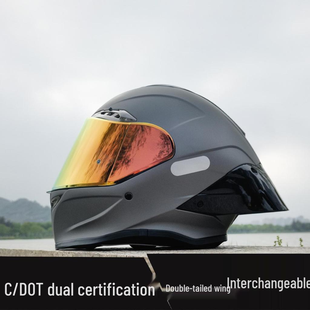 NBTK R50 DOT Full Face Helmet with Large Spoiler for Sportbikes & Cruisers - Spring/Autumn Use
