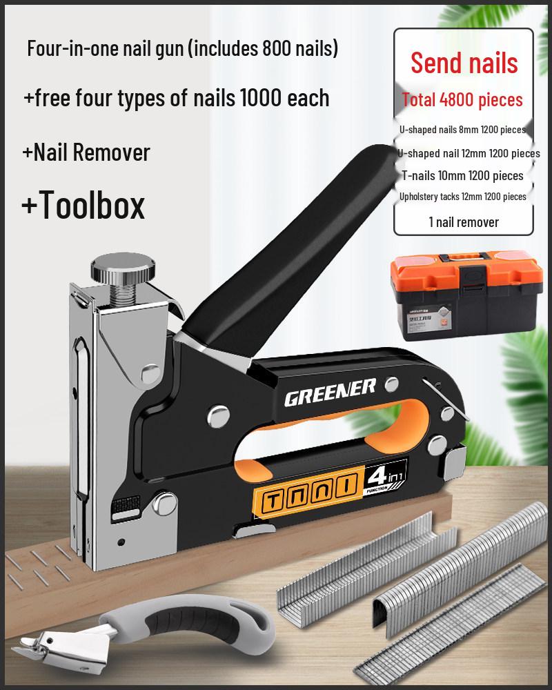 "Green Forest Manual Woodworking Nail Gun: Special Door & Stapler for Home Oil Painting"