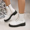 Fashion Short Boots Women Autumn New Ladies Lace-up White Ankle Boots Thick Bottom Women's Shoes Casual Round Toe Short Botines
