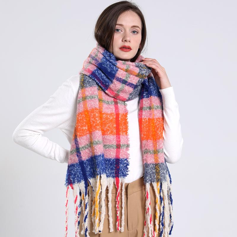 NEW Luxury Cashmere Women Plaid Scarf Winter Warm Shawl and Wrap Bandana Pashmina Long Tassel Female Foulard Thick Blanket