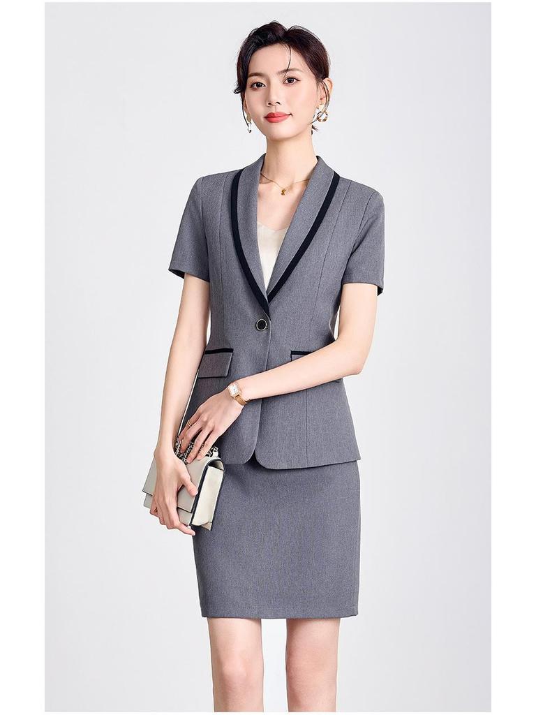 Women's Professional Summer Short Sleeve Blazer - Elegant Workwear for Beauticians & Hotel Receptionists