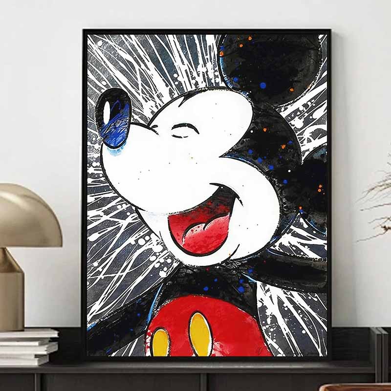 

Disney 5D DIY Diamond Painting Pop Art Style Mickey Mouse Illustration Full Round Diamond Mosaic Cartoon Cross Stitch Art Painting for Home Decoration Round 20x30cm