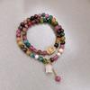 Sweet Colorful Natural Tourmaline Stone & Freshwater Pearl Flower 14K Gold Filled Ladies Charm Bracelet  For Women Gifts