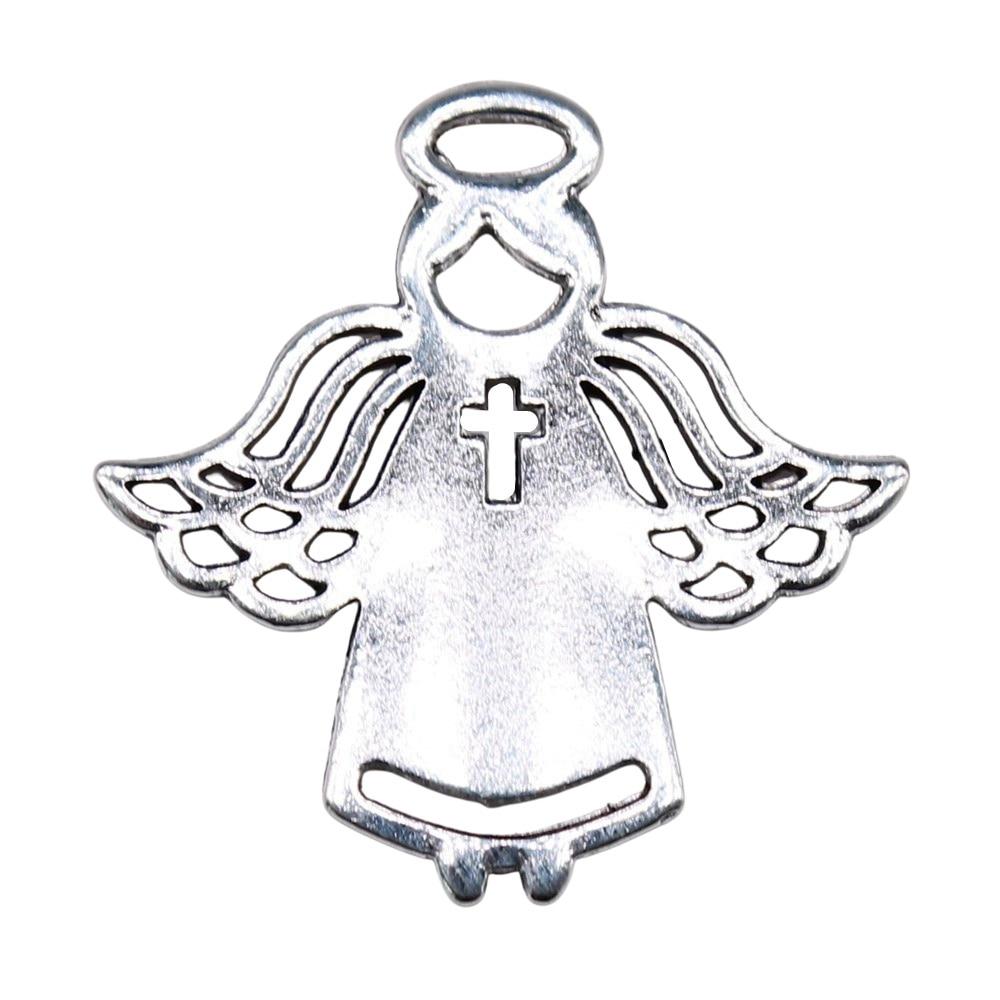 

5шт подвески-кресты с ангелами античное серебро цвет цинковый сплав 27х26мм