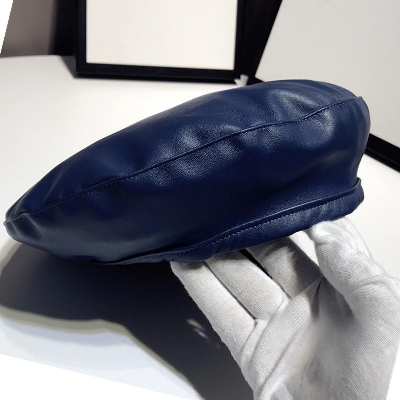 Internet Celebrity Ins Flat Top Beret Women's Korean Version Autumn and Winter Versatile PU Leather Painter Hat Pumpkin Hat
