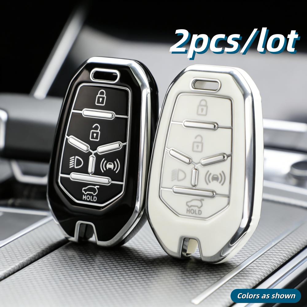 2pcs Car Key Case Covers For Ssangyong Rexton Y400 Y450 G4 2021 2022, only fit for the car key shown in the image.