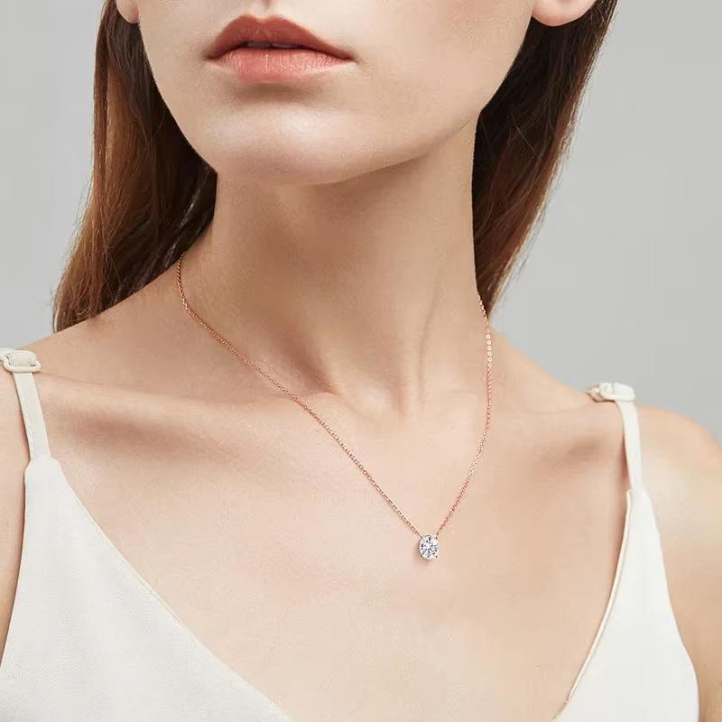

Smyoue 1CT 2CT 3CT Oval Cut Moissanite Necklaces for Women Jewelry 100% Real Silver Chain 925 Pandant Lab Diamond Birthday Gift 1CT