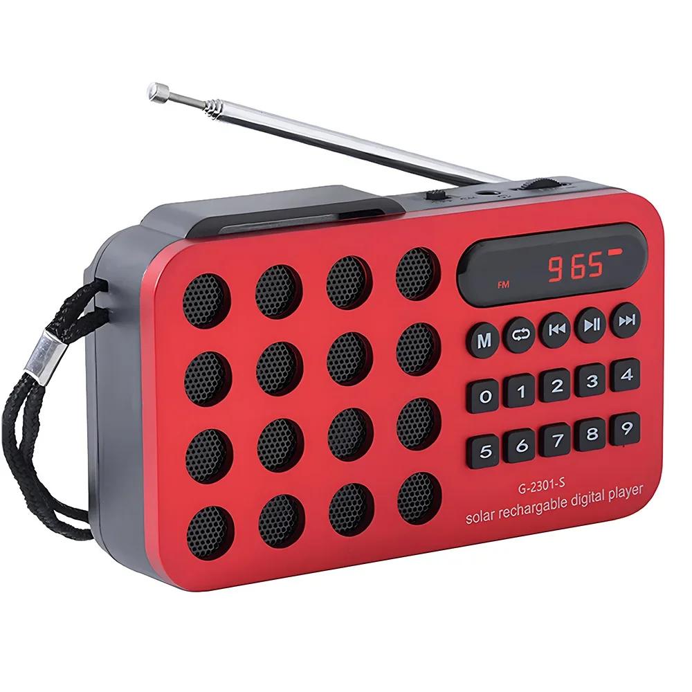Portable Handheld Mini FM Radio, Solar Powered Charging Wireless Speaker USB Support TF Card Bluetooth FM Radio Receiver