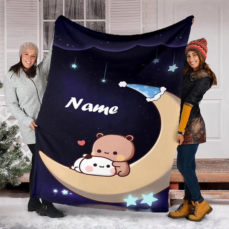 Coperta Personalizzata con Nome - Design Stampa Bubu Dudu, Coperta per Divano, Letto, Viaggio, Campeggio - Morbida e Calda, Ottimo Regalo