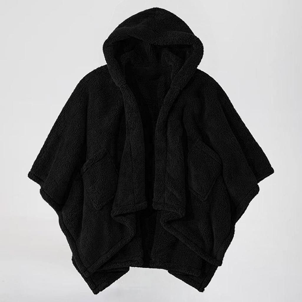 European and American foreign trade women's woolen coat can wear blankets, double-sided plush cloak, office work warm and comfortable shawl