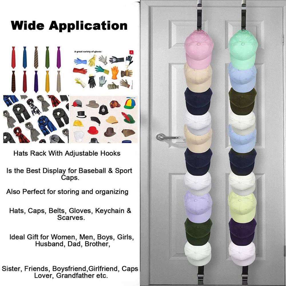 Bucket 20 Clips Cap Hanger Hanging Hat Organizer Holder Door Baseball Cap Rack Closet Storage for Purse and Hat Set