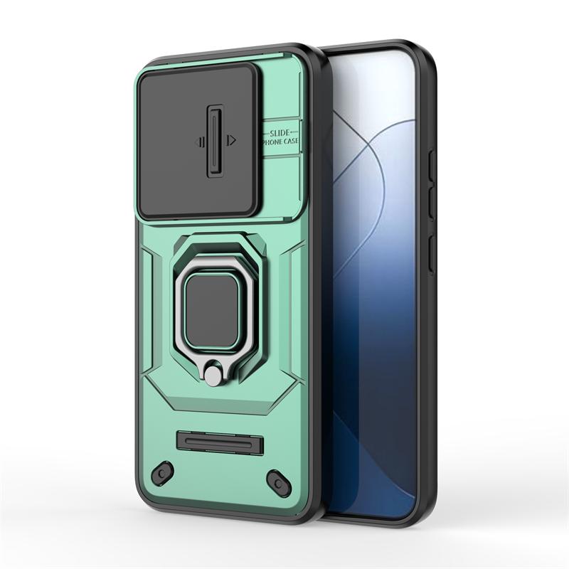 Lens Sliding Window Case For Xiaomi 14 Case Xiaomi 14 Pro Cover Armor Shockproof Holder Protector Xiaomi 14 Pro Xiaomi 14 зелёный
