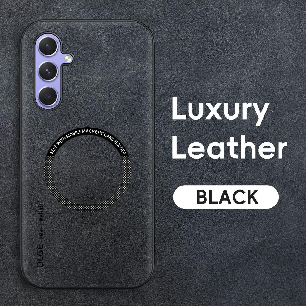 Luxury Leather Magnetic Case for Samsung Galaxy A55 5G A35 A54 A34 A14 A24 A53 A33 A13 A52S A32 A12 A51 Sheepskin Silicone Textured Protection Cover
