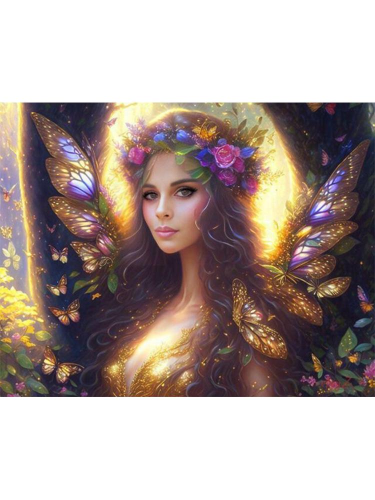 5D DIY Jewelry Cross Embroidery Painting Mosaic Home Decoration Gift with Elf Butterflies In Diamond Cross Embroidery Flowers