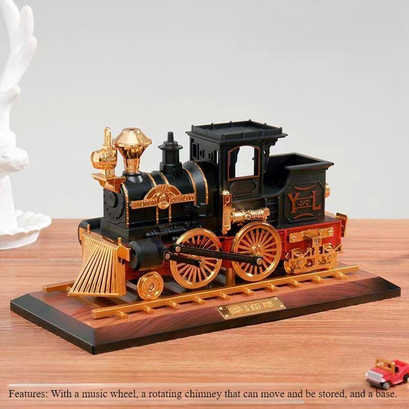 1pc Vintage Nostalgic Train Music Box, Creative Train Head Ornament, Birthday Gift, For Home Room Living Room Office Decor