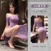Sex underwear slit long skirt couple battle robe pure desire lace suit suspender cheongsam sexy underwear women's summer