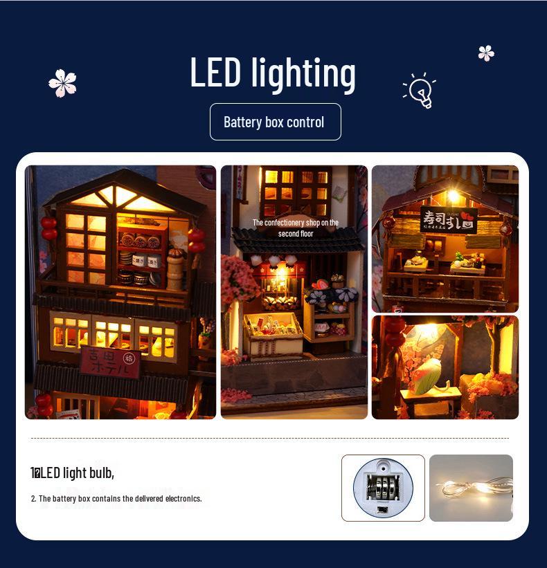 Tianyu DIY Dollhouse Bookend: Cherry Blossom Lane – Japanese Miniature 3D Puzzle Gift for Women