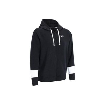 Under Armour Rival Baumwoll-Hoodie mit durchgehendem Reißverschluss Trainingsjacke Damen Oberbekleidung Schwarz 1370941-001