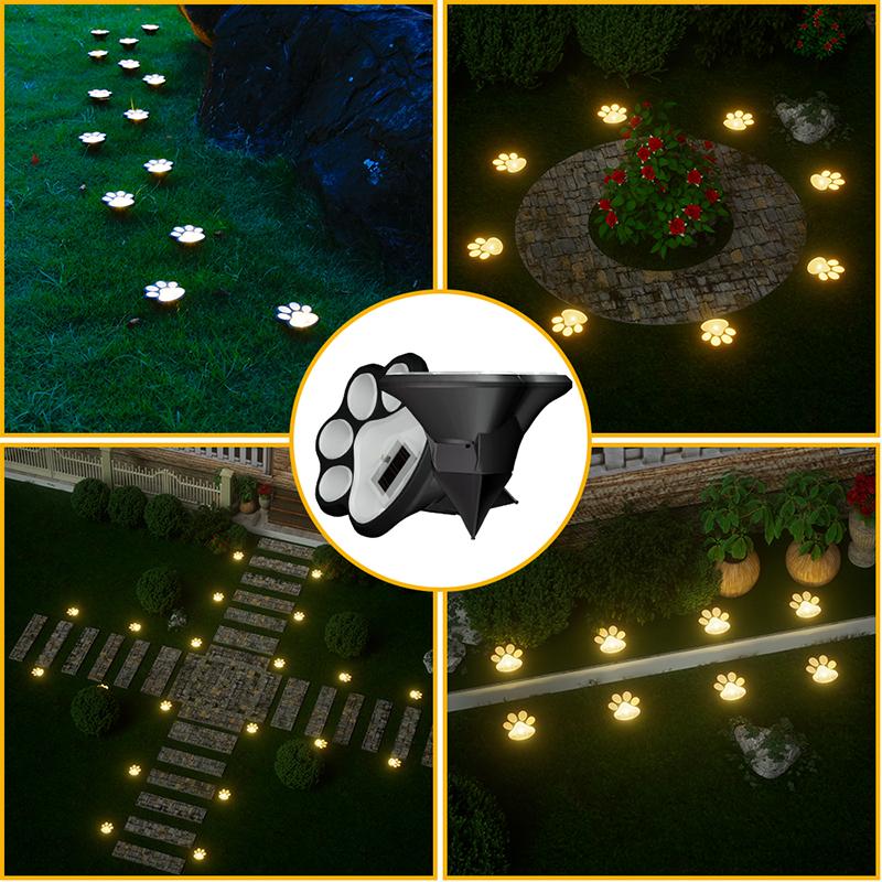Outdoor LED Solar Light Waterproof Dog Cat Animal Paw Print Light Path Lawn Lamp for Garden Patio Lawn Summer Camping Home Decor