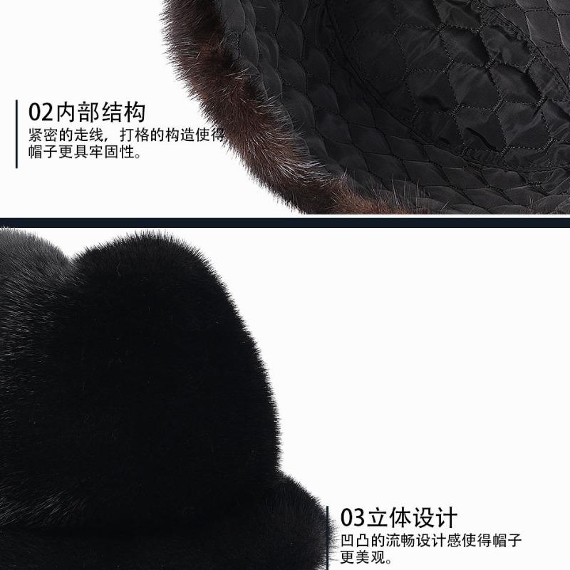 Mink Hat Men's Winter Middle-aged Mink Fur Hat Top Hat Elderly Winter Warm Fashion Fur Hat