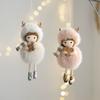 WTEMPO Charming Angel Round-Bellied Deer Antler Doll Hanging Pendents White Pink Christmas Ornaments Easy-Hang for Christmas Tree & Festive Party