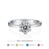 Versatile S925 Sterling Silver Inlaid 1 Carat Moissanite Wedding Ring Single Six-Claw Round Mozzarella Ring