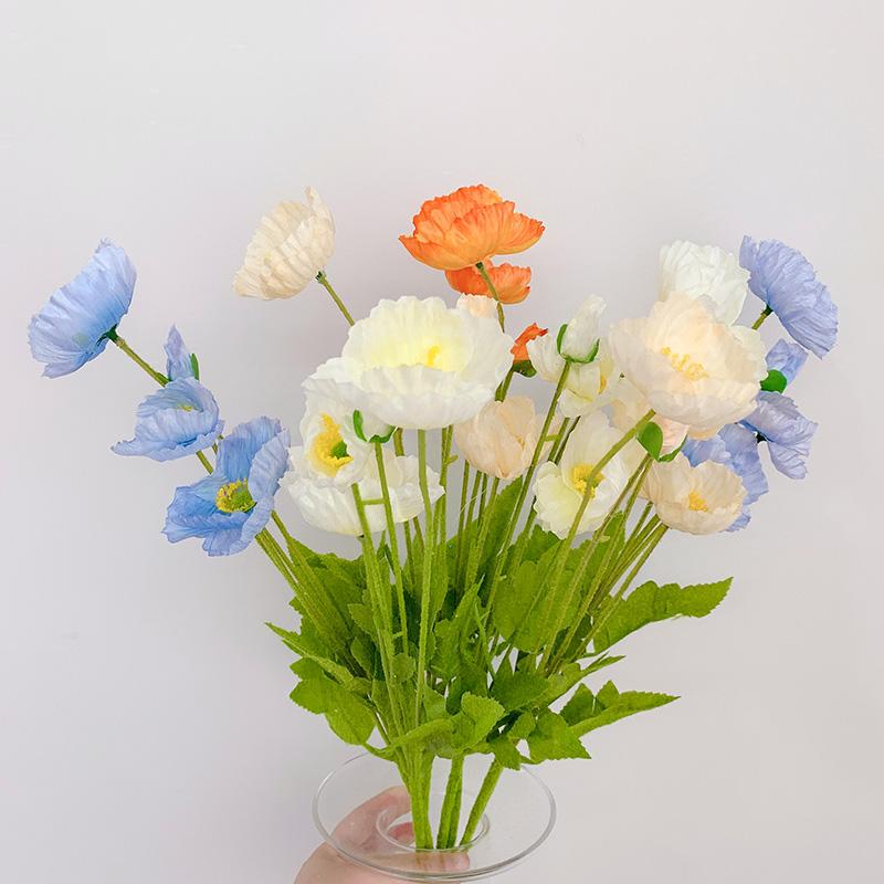 Artificial Flowers Fake Poppy Silk Flowers Long Stem Housewarming Garden Decor Wedding Poppy Flower Wedding Bridal DIY Bouquet