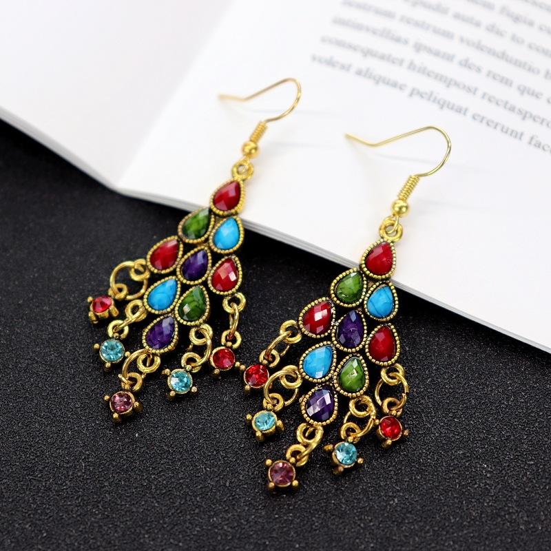 Retro Court Water Drop Fringed Earrings Femininity Versatile Ethnic Style Long Earrings Classical Popular National Style Earrings