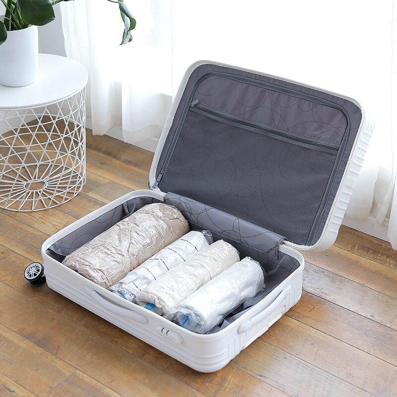 Vacuum Bag For Clothes Storage Bag Hand Rolling Organizer Transparent Compression Travel Storage Bag Space Saving Foldable Bag