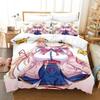 Kawaii Akai Haato Zestaw Pościeli Pojedynczy Bliźniak Pełny Queen King Size Zestaw na Łóżko Sypialnia dla Dorosłych Dzieci Zestawy Poszewek na Kołdrę z Nadrukiem 3D Łóżko Anime