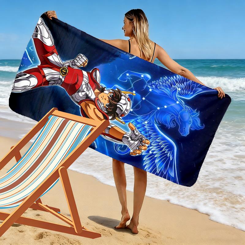 Saint Seiya Print Beach Towel, Large Soft Quick Dry Towel for Beach Camping Swimming