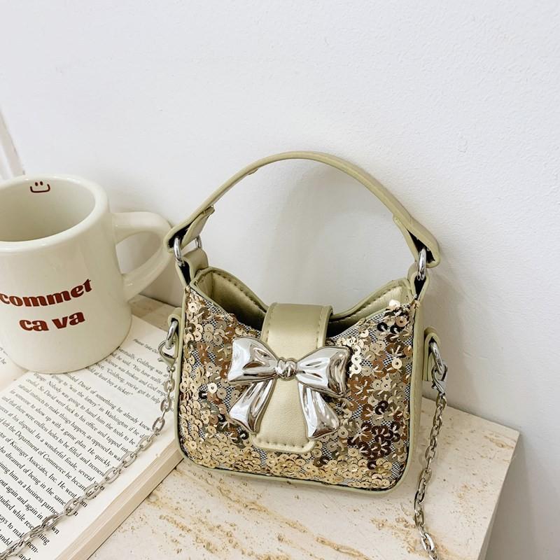 Girl Sweet Toddler Bow Sequin Chain Purse Butterfly Element Casual Use School