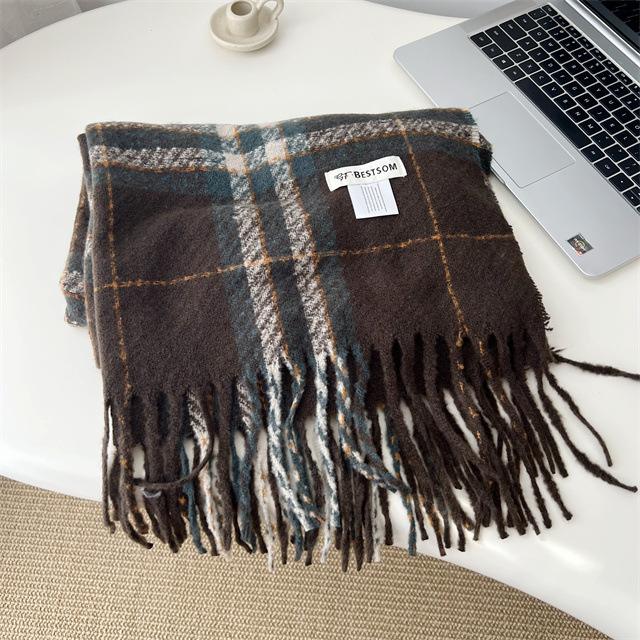 Red Plaid Scarf for Girls New Winter Scarf Warm Thick Shawl Versatile Christmas Gift To Protect Against Cold Waves