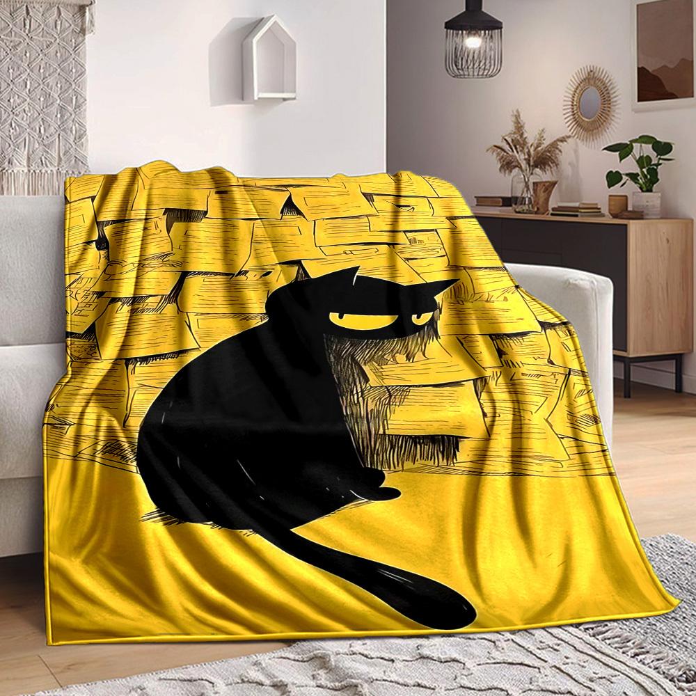 

1pc Black Cat Blanket Warm, Cozy, And Soft, Suitable for Sofas, Beds, Cars, And Office Use.Perfect for Camping And Travel, Making It a Great Gift for 100x150cm