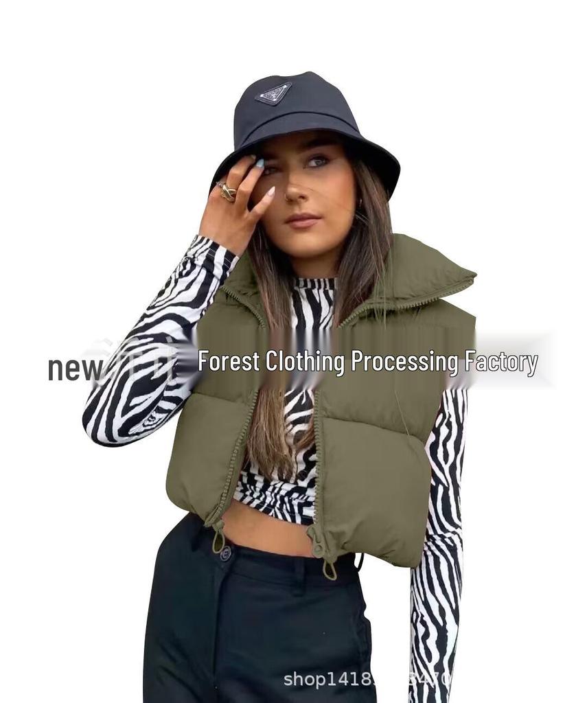 Women's Stand-Up Collar Zipper Vest: Warm Sleeveless Cotton Jacket for Autumn/Winter - Multi-Color Available